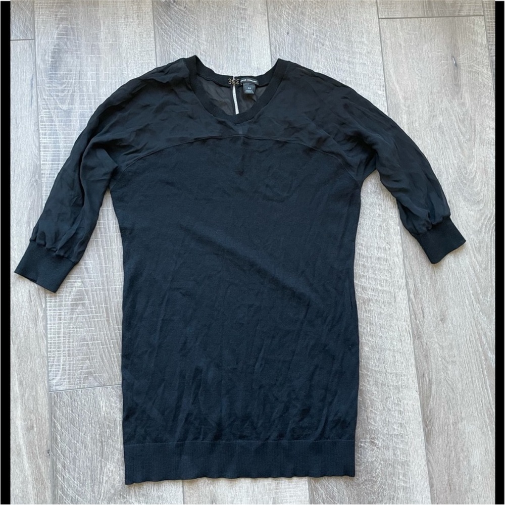 Club Monaco Sheer Sweater Dress in Black Size Small